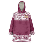 Queensland Maori Nga Hau E Wha Custom Wearable Blanket Hoodie Polynesian Maori Tribal Pattern