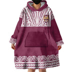 Queensland Maori Nga Hau E Wha Custom Wearable Blanket Hoodie Polynesian Maori Tribal Pattern