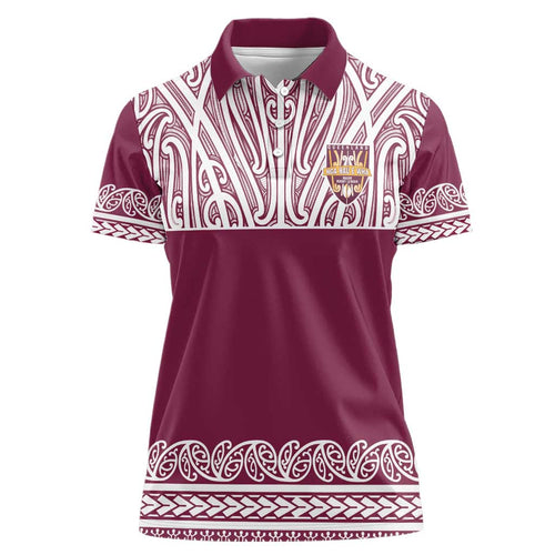Queensland Maori Nga Hau E Wha Custom Women Polo Shirt Polynesian Maori Tribal Pattern