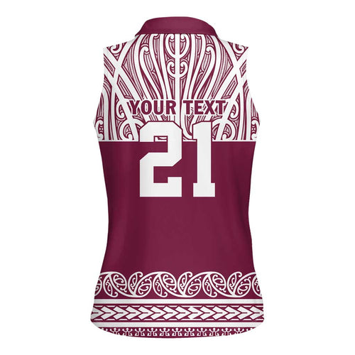 Queensland Maori Nga Hau E Wha Custom Women Sleeveless Polo Shirt Polynesian Maori Tribal Pattern