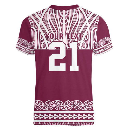 Queensland Maori Nga Hau E Wha Custom Women V-Neck T-Shirt Polynesian Maori Tribal Pattern