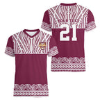 Queensland Maori Nga Hau E Wha Custom Women V-Neck T-Shirt Polynesian Maori Tribal Pattern