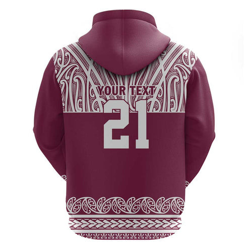 Queensland Maori Nga Hau E Wha Custom Zip Hoodie Polynesian Maori Tribal Pattern