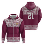 Queensland Maori Nga Hau E Wha Custom Zip Hoodie Polynesian Maori Tribal Pattern