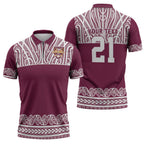 Queensland Maori Nga Hau E Wha Custom Zipper Polo Shirt Polynesian Maori Tribal Pattern - Aussie Hoodie
