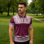 Queensland Maori Nga Hau E Wha Custom Zipper Polo Shirt Polynesian Maori Tribal Pattern - Aussie Hoodie