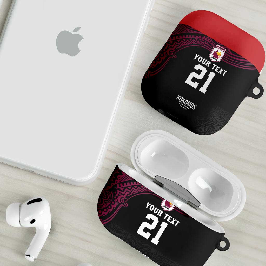 Queensland Papua New Guinea Custom AirPods Case All Black Pacific PNG Tribal Style - Aussie Hoodie
