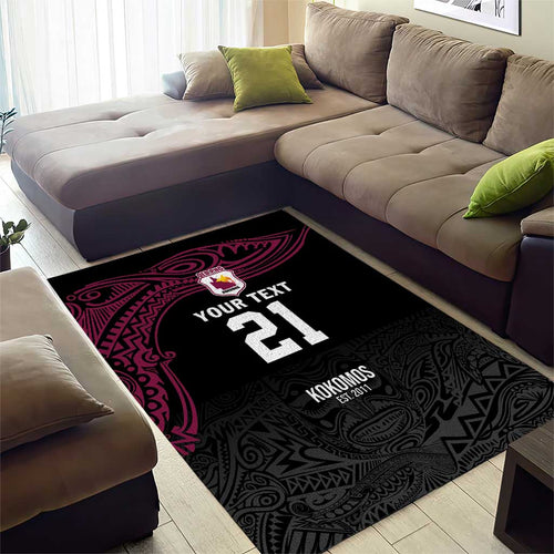 Queensland Papua New Guinea Custom Area Rug All Black Pacific PNG Tribal Style