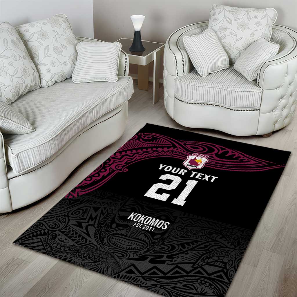 Queensland Papua New Guinea Custom Area Rug All Black Pacific PNG Tribal Style