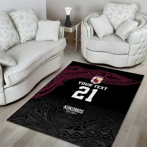 Queensland Papua New Guinea Custom Area Rug All Black Pacific PNG Tribal Style