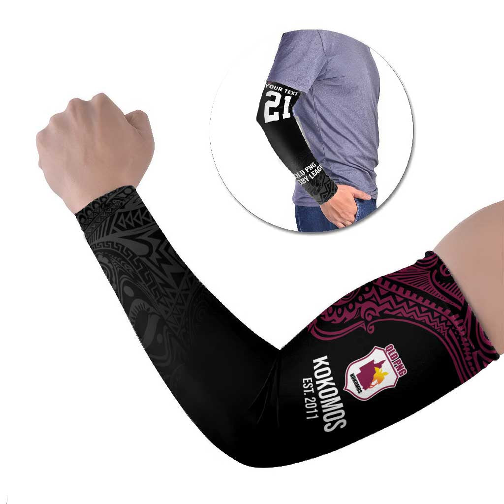 Queensland Papua New Guinea Custom Arm Sleeves All Black Pacific PNG Tribal Style - Aussie Hoodie