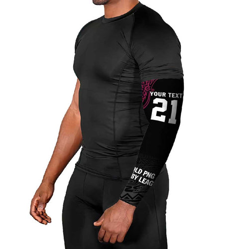 Queensland Papua New Guinea Custom Arm Sleeves All Black Pacific PNG Tribal Style - Aussie Hoodie