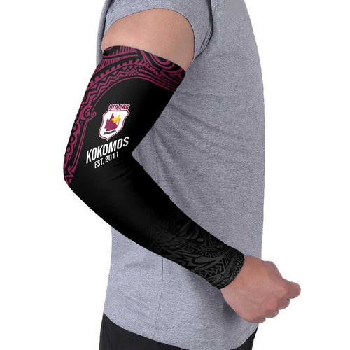 Queensland Papua New Guinea Custom Arm Sleeves All Black Pacific PNG Tribal Style - Aussie Hoodie