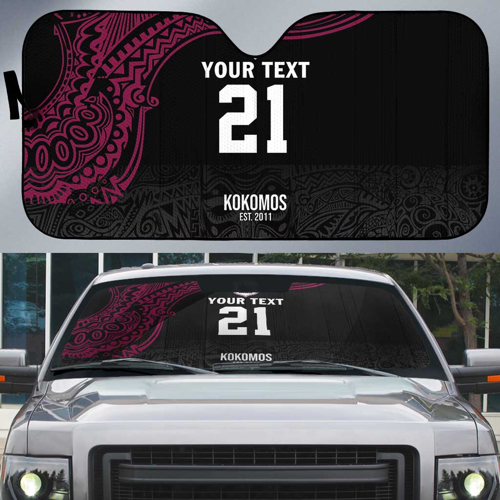 Queensland Papua New Guinea Custom Auto Sun Shade All Black Pacific PNG Tribal Style - Aussie Hoodie