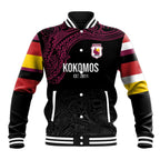 Queensland Papua New Guinea Custom Baseball Jacket All Black Pacific PNG Tribal Style