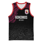 Queensland Papua New Guinea Custom Basketball Jersey All Black Pacific PNG Tribal Style - Aussie Hoodie