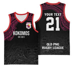 Queensland Papua New Guinea Custom Basketball Jersey All Black Pacific PNG Tribal Style - Aussie Hoodie