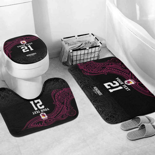 Queensland Papua New Guinea Custom Bathroom Set All Black Pacific PNG Tribal Style - Aussie Hoodie