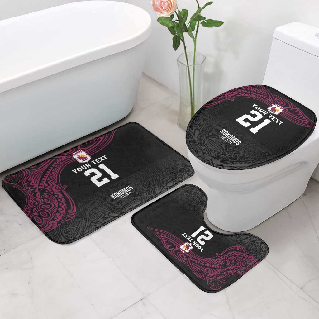 Queensland Papua New Guinea Custom Bathroom Set All Black Pacific PNG Tribal Style - Aussie Hoodie