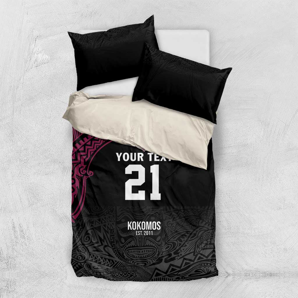 Queensland Papua New Guinea Custom Bedding Set All Black Pacific PNG Tribal Style
