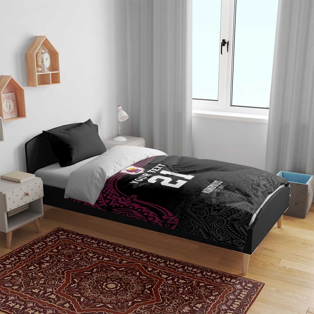 Queensland Papua New Guinea Custom Bedding Set All Black Pacific PNG Tribal Style