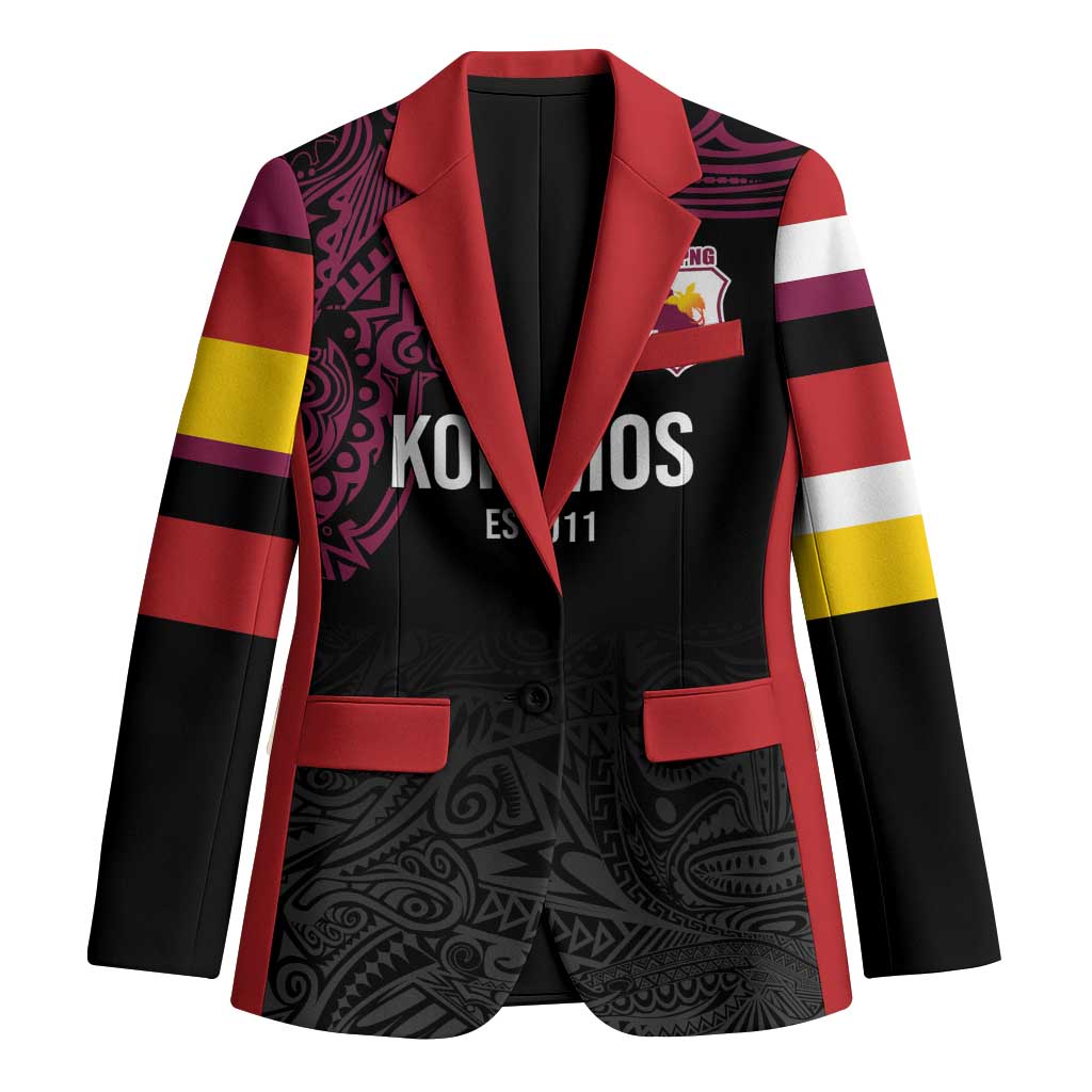 Queensland Papua New Guinea Custom Blazer All Black Pacific PNG Tribal Style - Aussie Hoodie