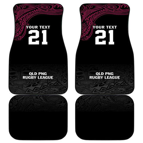 Queensland Papua New Guinea Custom Car Mats All Black Pacific PNG Tribal Style