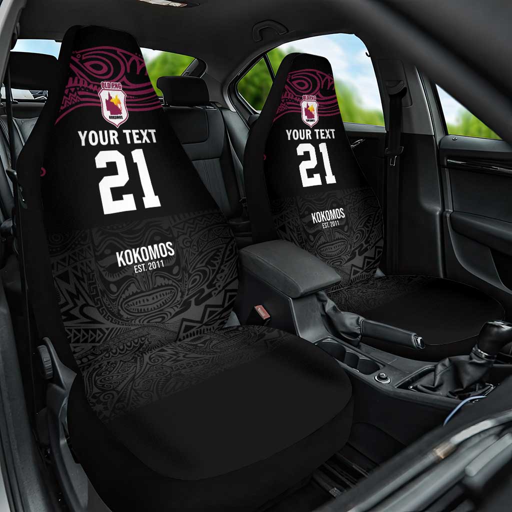 Queensland Papua New Guinea Custom Car Seat Cover All Black Pacific PNG Tribal Style