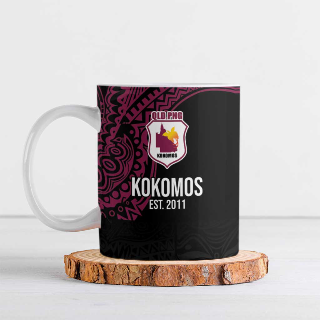 Queensland Papua New Guinea Custom Ceramic Mug All Black Pacific PNG Tribal Style - Aussie Hoodie
