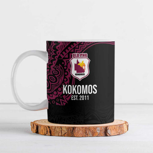 Queensland Papua New Guinea Custom Ceramic Mug All Black Pacific PNG Tribal Style - Aussie Hoodie