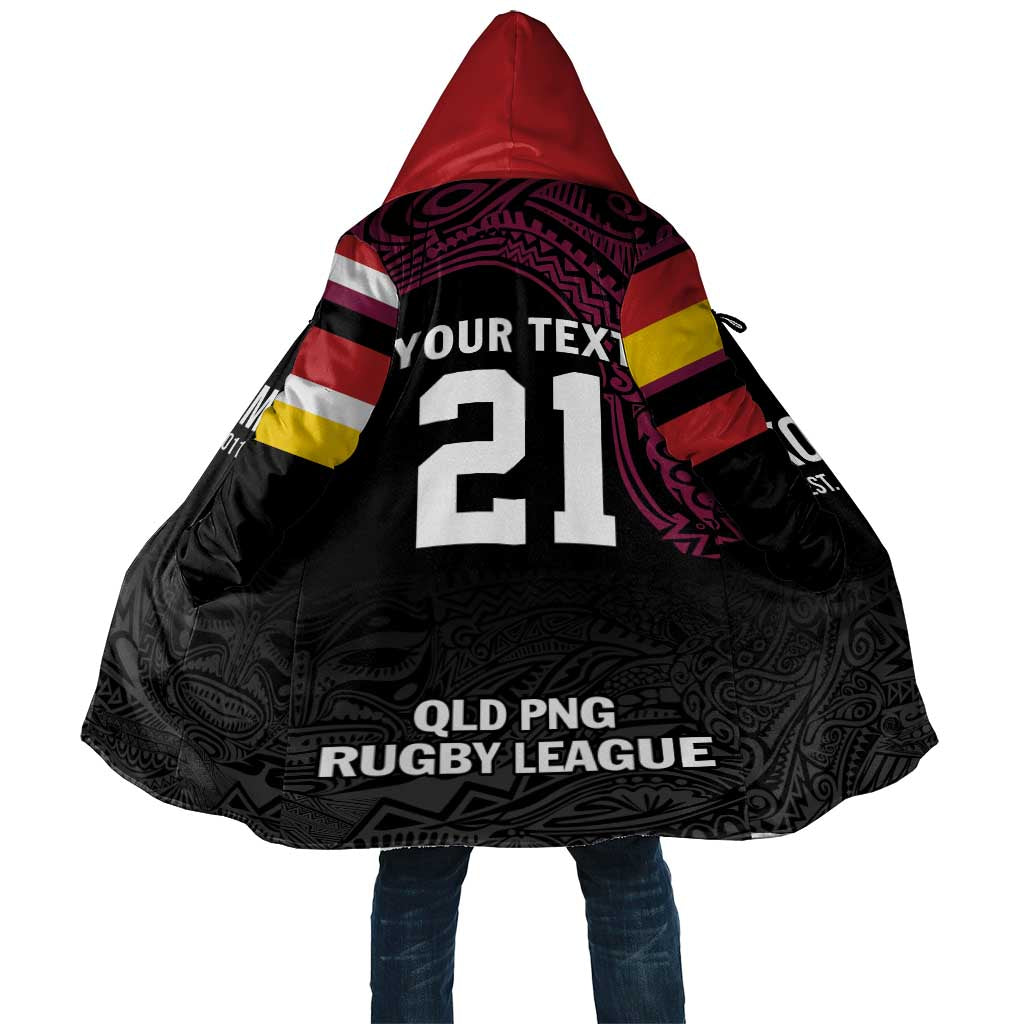 Queensland Papua New Guinea Custom Cloak All Black Pacific PNG Tribal Style - Aussie Hoodie