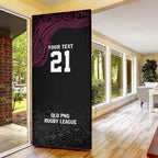 Queensland Papua New Guinea Custom Door Cover All Black Pacific PNG Tribal Style - Aussie Hoodie