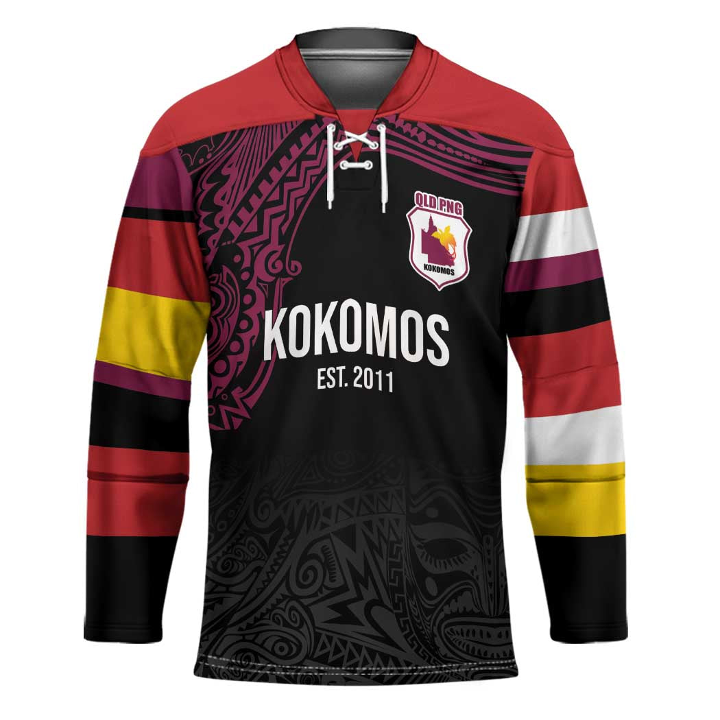 Queensland Papua New Guinea Custom Hockey Jersey All Black Pacific PNG Tribal Style - Aussie Hoodie