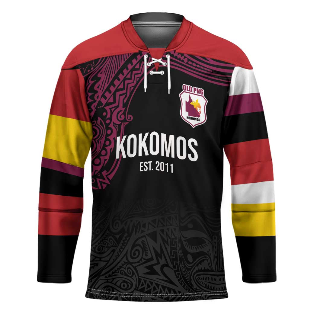 Queensland Papua New Guinea Custom Hockey Jersey All Black Pacific PNG Tribal Style - Aussie Hoodie