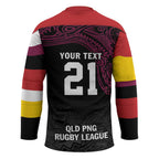 Queensland Papua New Guinea Custom Hockey Jersey All Black Pacific PNG Tribal Style - Aussie Hoodie
