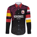 Queensland Papua New Guinea Custom Long Sleeve Button Shirt All Black Pacific PNG Tribal Style