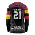 Queensland Papua New Guinea Custom Long Sleeve Shirt All Black Pacific PNG Tribal Style