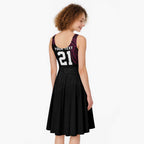 Queensland Papua New Guinea Custom Midi Dress All Black Pacific PNG Tribal Style - Aussie Hoodie