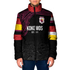 Queensland Papua New Guinea Custom Padded Jacket All Black Pacific PNG Tribal Style - Aussie Hoodie