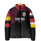 Queensland Papua New Guinea Custom Padded Jacket All Black Pacific PNG Tribal Style - Aussie Hoodie