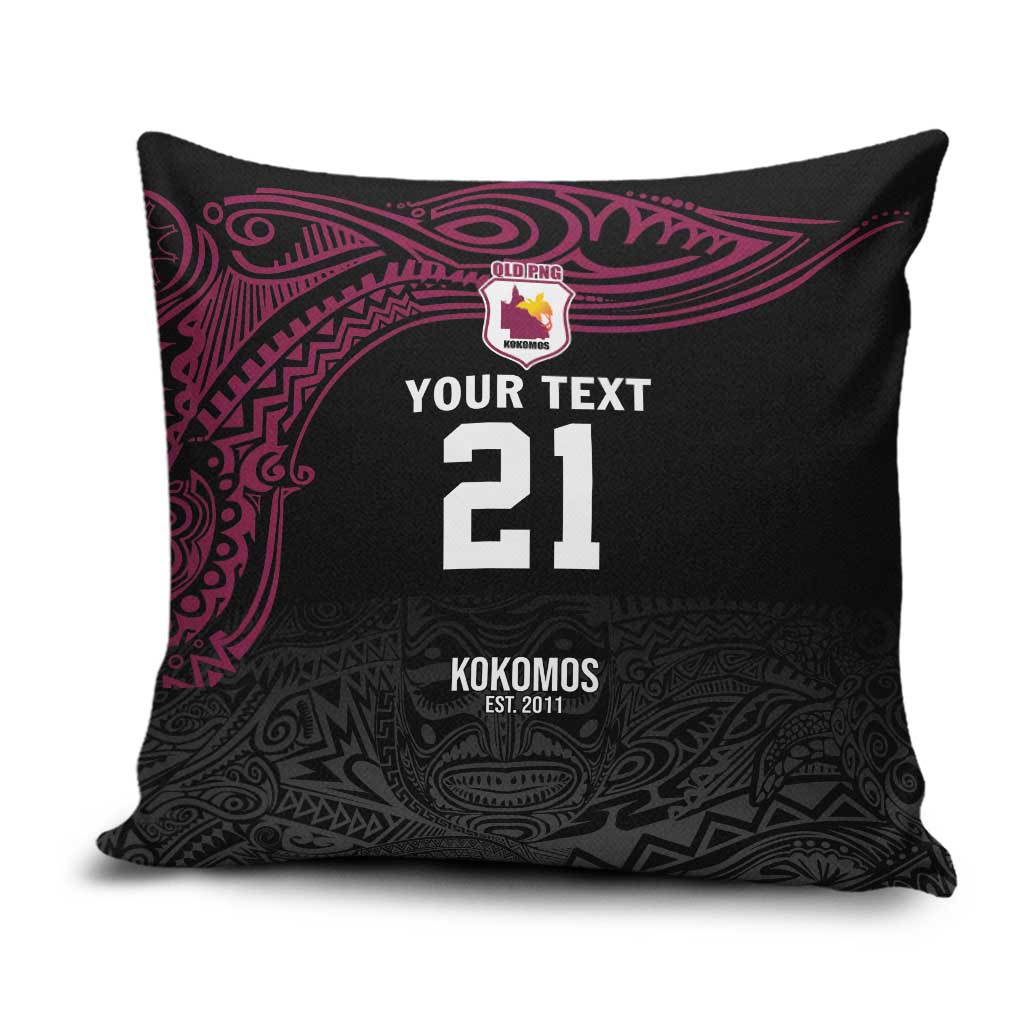 Queensland Papua New Guinea Custom Pillow Cover All Black Pacific PNG Tribal Style - Aussie Hoodie
