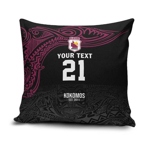 Queensland Papua New Guinea Custom Pillow Cover All Black Pacific PNG Tribal Style - Aussie Hoodie