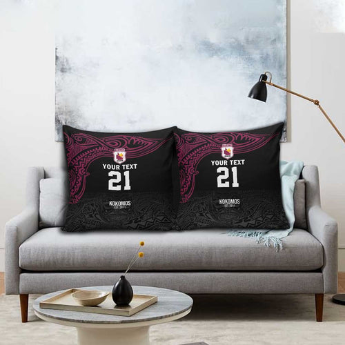 Queensland Papua New Guinea Custom Pillow Cover All Black Pacific PNG Tribal Style - Aussie Hoodie