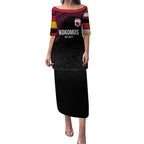 Queensland Papua New Guinea Custom Puletasi All Black Pacific PNG Tribal Style