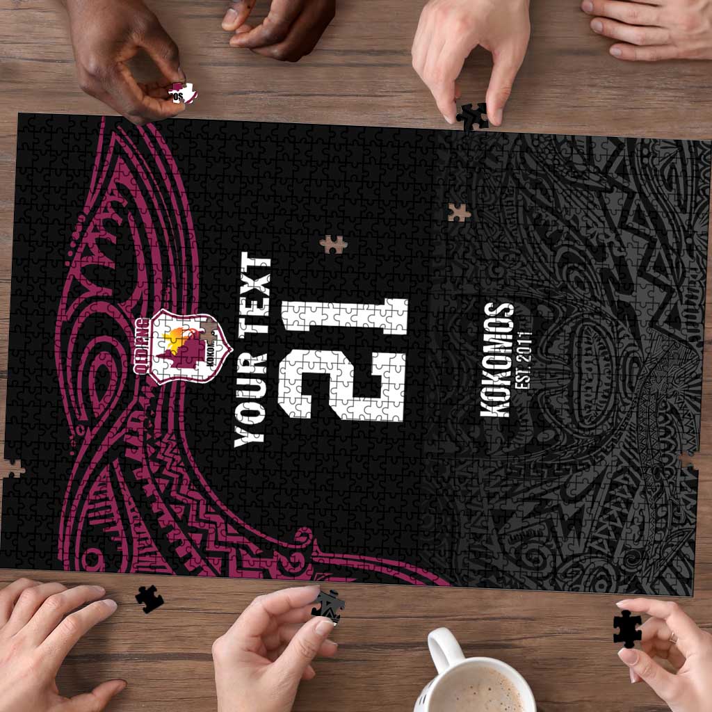 Queensland Papua New Guinea Custom Puzzle All Black Pacific PNG Tribal Style - Aussie Hoodie