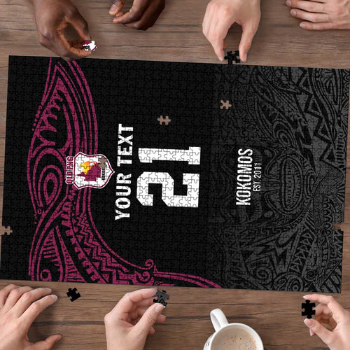 Queensland Papua New Guinea Custom Puzzle All Black Pacific PNG Tribal Style - Aussie Hoodie