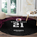 Queensland Papua New Guinea Custom Round Carpet All Black Pacific PNG Tribal Style