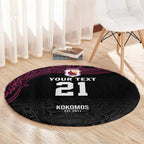 Queensland Papua New Guinea Custom Round Carpet All Black Pacific PNG Tribal Style