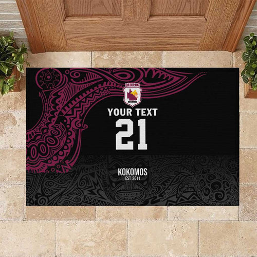 Queensland Papua New Guinea Custom Rubber Doormat All Black Pacific PNG Tribal Style