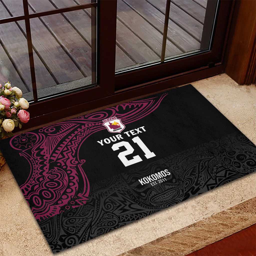 Queensland Papua New Guinea Custom Rubber Doormat All Black Pacific PNG Tribal Style